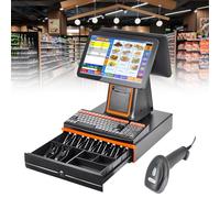 BeoyNot Cash Register Till, 15.6 Inch Touch Screen PC POS Systems for Small Business, All in One Smart Touch Screen Cash Register POS for Retail & Restaurant/Salons black-B