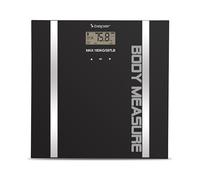 BEPER 40.808A Impedance Scale, Scale for Body Weight, Body Mass and Liquid Percentage Scale, 10 Memory Locations, LCD Display, Hardened Glass Surface, Black, 4 x 33 x 33 cm