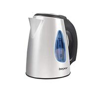 BEPER BB.002 1L Wireless Electric Kettle, 360 ° C Rotating Base, Hidden Heating Element, Cable Reel, BPA Free, Steel, 1630 Watt, 18/8 Stainless Steel