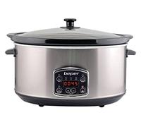 BEPER BC.510 Slow Cooker, 280 W, 4.5 Liter, Ceramic Glass, Black and Steel