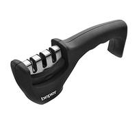 BEPER C107UTT001 Manual Knife Sharpener, ABS, 3 Layers of Sharpener, Diamond Disc, Tungsten, Ceramic, Ergonomic Grip, Non-Slip Base, Black