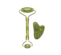 BEPER C301ABE101 Roller and Stone Gua Sha in Jade, Jade Roller & Gua Sha Massagge Tool, Facial & Body Massage, Relaxing, Remodeling & Age