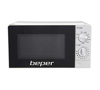 BEPER P101FOR001 20L Microwave Oven with Grill, 700 Watt, Adjustable Timer, 5 Power Levels, 3 Cooking Modes, 24.5 cm Glass Turntable, White, Metal