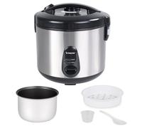 BEPER P101VAP020 Vaporé Max Rice Cooker 1800g, Non-Stick, Keep Warm Function, Steam Cooking, Stainless Steel, Accessories Included, BPA Free