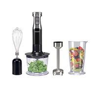 BEPER P102FRU150 Immersion Blender Set 4in1, 600W, Blender 4 Steel Blades, Food processor 500 ml, Whisk, Graduated beaker 700 ml, Turbo function, Black