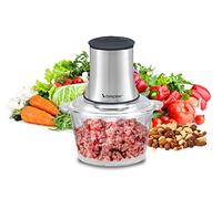 BEPER P102ROB001 Glass food processor, Glass container, Abs body, Double pair of steel blades, 2 speeds, non-slip base, 1.5L capacity, Grey/Black