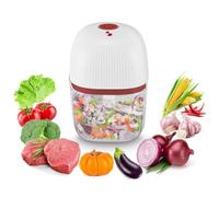 BEPER P102ROB051 Mini Rechargeable Mincer, 350 ml, Cordless Mincer with 3 Stainless Steel Blades, incl. USB, red/White