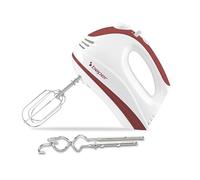 BEPER P102SBA101 Electric Whisk 300W, Electric whisk with 2 whisks, 2 twists, 5 speeds and turbo function, Ergonomic handle, White/Red