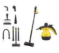 BEPER P202VAL001 Cleaner and sanitizing Broom 10in1, Ideal for Multiple Surfaces, Complete with 10 Accessories, Capacity 350 ml, Power 1050W, Steam Flow 25g-30g / min, 5m Cable, Black/Yellow, Plastic