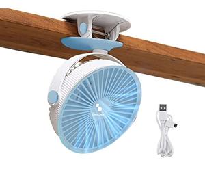 BEPER P206VEN420 - Mini Fan with Clip, Portable, USB and Rechargeable, 3 Speeds, Tilting, LED Light, Space Saving, Quiet, Mini Clip Fan
