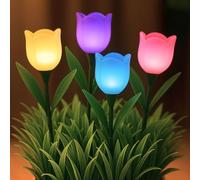 BEPER P207ILO105 Set of 4 Tulip Solar Lights, Flower-Shaped Solar Garden Lights with Spike, Automatic Switch-On, IP44 Outdoor LED for Pathways, Flowerbeds, and Balconies
