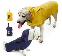 BePetMia Rain Jacket for Dogs, Waterproof Dog Coat with Hood, Adjustable Dog Coat for Small, Medium and Large Dogs (XXXL: Neck 68-72 cm, Chest 80-92 cm, Yellow)