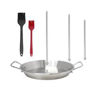 bephible Burr-free Round Base Grill Pan 304 Stainless Steel Skewers for Ovens Grills Al Pastor Skewer Vertical Stand with Removable Spikes Brazilian Spit B