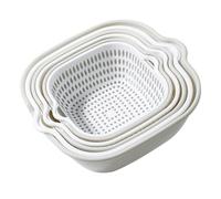 bephible Fine Drainage Holes for Vegetables Vegetable Washing Storage Strainer 8 Pcs Kitchen Draining Bowl Set Quick with Small Ears Hollow Out Design Fruite White