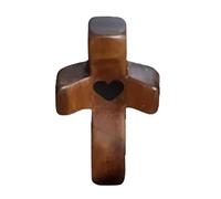 bephible Handcrafted Wooden Cross Religious Gift Idea Olive Wood Pocket Smooth Texture Pocket-sized Stress Relief Spiritual Companion Encouragement Cross
