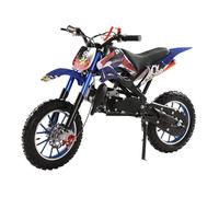 bephible Kids Dirt Bike, 49cc 2-Stroke Gas Power Motocross, Pocket Motorbike with Front Rear Disc Brakes, Racing Max Speed 40km/H (Blue) Blue
