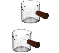 bepisof 2piece set of 3oz wooden handle double mouthed espresso shot glass suitable for machinessmall transparent glass espresso accessories milk frother