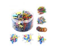 Bepisof 300Pcs Assorted Sizes Colored Paper Clips (2" Large/1.1" Small) and Binder Clips (1" Medium /0.75" Small/0.6" Mini) and Colorful Rubber Bands for Home Office School