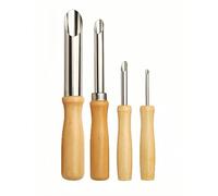 Bepisof 4Pack Stainless Steel Straw Puncher for Plastic Lids Lemonade,Clay Hole Cutter Professional Pottery Tools,Wood Handle Hole Punch Tool for Lemonade Stand/Deli Containers