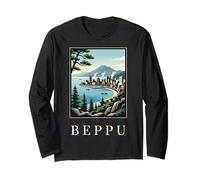 Beppu Japan Spring Mountain Coastal Travel Art Long Sleeve T-Shirt