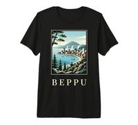 Beppu Japan Spring Mountain Coastal Travel Art Premium T-Shirt