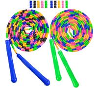 Beprezco Long Double Dutch Jump Rope 16 Ft 2 Pack, Jump Rope for Kids Adults, Beaded Segmented Skipping Rope (Blue&Green)