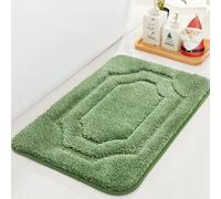 BEQHAUSE Bath Rugs Non-Slip Bath Mats for Bathroom, Soft and Absorbent Polyester Bath Mat Machine Washable Quick Dry Shaggy Shower Mat for Bathtub and Sink, 16" x 24", Green