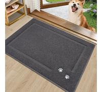 BEQHAUSE Dog Door Mat for Muddy Paws 50x80cm Dirt Trapper Absorbent Doormat Non Slip Entryway Rugs Washable Stain Resistant Welcome Floor Mat Soft Low-Profile for Front Back Door, Dark Grey