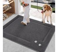 BEQHAUSE Dog Door Mat for Muddy Paws 60x90cm Dirt Trapper Absorbent Doormat Non Slip Entryway Rugs Washable Stain Resistant Welcome Floor Mat Soft Low-Profile for Front Back Door, Dark Grey