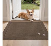 BEQHAUSE Dog Door Mat for Muddy Paws 60x90cm Dirt Trapper Absorbent Doormat Non Slip Entryway Rugs Washable Stain Resistant Welcome Floor Mat Soft Low-Profile for Front Back Door, Brown