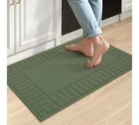BEQHAUSE Kitchen Rug, Non-Slip and Machine Washable, 50x76cm, Green | Kitchen Mat, Polyester, Stain Resistant, Dirt Trapping For Comfort Standing In Office/Kitchen/Laundry Room, Pet Friendly