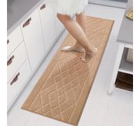 BEQHAUSE Kitchen-Rugs Non Slip Machine Washable Kitchen Mats Absorbent Runner Rug & Floor Mats Soft Standing Mats for Kitchen,Sink & Laundry,Beige,50x150cm