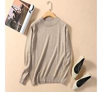 BEQUAH Woolen Sweater Cashmere Cotton Blend Half Turtleneck Women Pullover Autumn Winter Jumper Daily Wear Basic Warm Knitted Sweater Pull Femme-Camel,M