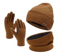Bequemer Laden Men Women Winter Warm Beanie Hat Scarf Touchscreen Work Gloves Knit Set Neck Warmer with Fleece Gifts for Men and Women