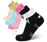 Bequemer Laden Womens Pilates Crew Socks Cushioned Ankle Socks for Women | 5 Pack Athletic Running Hiking Socks Casual Low Cut Socks with Heel Tab Breathable Wicking Sports Socks Gifts for Women Mom