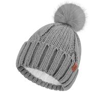 Bequemer Laden Womens Pom Pom Winter Hat Warm Cable Knit Beanie Hats for Women Skull Cap with Thick Fleece Lined Gifts