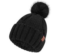 Bequemer Laden Womens Pom Pom Winter Hat Warm Cable Knit Beanie Hats for Women Skull Cap with Thick Fleece Lined Gifts