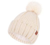 Bequemer Laden Womens Pom Pom Winter Hat Warm Cable Knit Beanie Hats for Women Skull Cap with Thick Fleece Lined Gifts