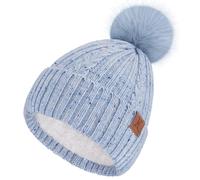 Bequemer Laden Womens Winter Warm Beanie Hat Knit Slouchy Skull Cap Thick Fleece Lined with Pom Pom Gifts for Women