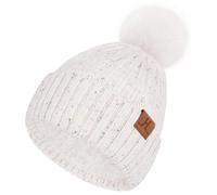 Bequemer Laden Womens Winter Warm Beanie Hat Knit Slouchy Skull Cap Thick Fleece Lined with Pom Pom Gifts for Women