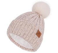 Bequemer Laden Womens Winter Warm Beanie Hat Knit Slouchy Skull Cap Thick Fleece Lined with Pom Pom Gifts for Women