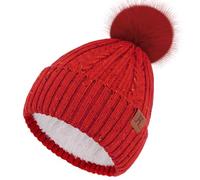 Bequemer Laden Womens Winter Warm Beanie Hat Knit Slouchy Skull Cap Thick Fleece Lined with Pom Pom Gifts for Women