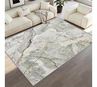 BEQUTIY Abstract Large Rug 150 x 210 cm, Contemporary Grey & Metallic Gold Area Rugs, Marble Print Non-Shed Rugs for Machine Washable Non Slip Carpet, for Dining Room, Bedroom Fireplaces