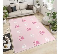 BEQUTIY Area Rug Large Size 80X150Cm Pink Cat Paw Indoor Rugs, Cute Cartoon Pink Pet Paw Print Carpet, Soft Short Pile Rugs Anti Slip Washable Floor Mats, Apply To Bedroom Living Room Home Decor