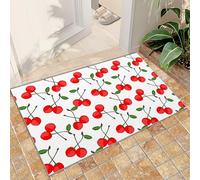 BEQUTIY Area Rug Small Size 50X80Cm Cartoon Red Cherry Bedroom Rugs, Bright Red Cherry Blossom Pattern Carpet, Washable Soft Short Pile Rugs, For Bedroom Living Room Decor