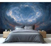 BEQUTIY Cosmic Storm Vortex Wallpaper, Dramatic Sky with Lightning & Clouds Mural, Peel and Stick Removable Wall Decor for Bedroom Living Room 350x250cm (Not Self-Adhesive)