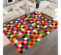 BEQUTIY Creative Geometric Area Rugs for Living Room, Mosaic Chequered Rugs, Rainbow Patchwork Palette Carpet, Pet Friendly & Non-Shedding, for Home Office and Runners 150 x 210 cm