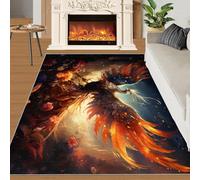BEQUTIY Dream Phoenix Rug Mythical Animals Birds Small Rugs Natural Plants Flowers 60x90 Rug Phoenix Carpet Machine Washable Non Slip Carpet for High-Traffic Area