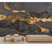 BEQUTIY Elegant Black & Gold Abstract Bedroom Wallpaper, Large-Scale Inspired Mural, Easy to Install Wall Decor for Modern Homes 100x100cm (Not Self-Adhesive)