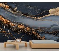 BEQUTIY Elegant Black & Gold Abstract Bedroom Wallpaper, Large-Scale Resin-Inspired Mural, Easy to Install Wall Decor for Modern Homes 350x250cm (Not Self-Adhesive)